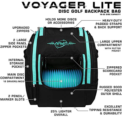 MVP Disc Sports Voyager Lite Backpack Disc Golf Bag (Choose Your Favorite Color) - color: Teal
