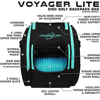 MVP Disc Sports Voyager Lite Backpack Disc Golf Bag (Choose Your Favorite Color) - color: Teal