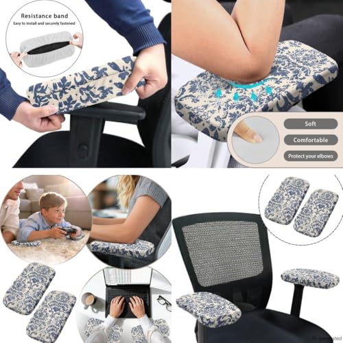 Office Chair Covers Stretchable Cat Gaming Chair Armrest Pads 4-Pc Set Unique Washable Dustproof Seat Cover for Office Chairs with Stylish Design - color: Cat