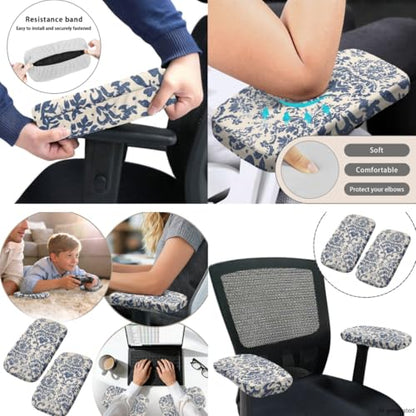 Office Chair Covers Stretchable Cat Gaming Chair Armrest Pads 4-Pc Set Unique Washable Dustproof Seat Cover for Office Chairs with Stylish Design - color: Cat