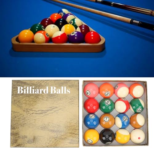 16 Pcs Billiard Ball Set Regulation Size, Professional Regulation Size Billiards Pool Balls Set, Standard Set of Pool Balls, Resin, for Billiard Table Pool Table