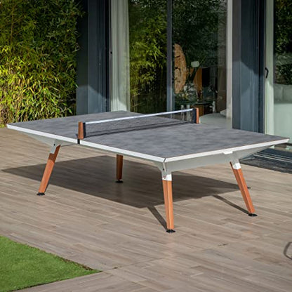 CORNILLEAU - Origin Outdoor Table - Design Ping-Pong Table - Made in France - Convertible - White - style: Fabric net - Tabletop Dark Stone
