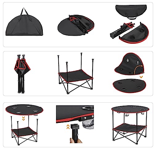 ZenStyle Indoor Outdoor Pop Up Portable Folding Picnic Table Camping Beach Table with Cupholders & Storage Bag