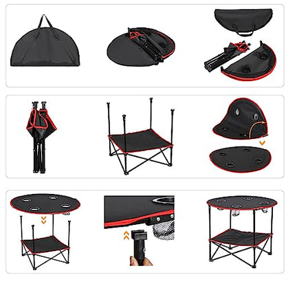 ZenStyle Indoor Outdoor Pop Up Portable Folding Picnic Table Camping Beach Table with Cupholders & Storage Bag