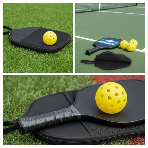 Pickleball Paddle Cover, Universal Size Neoprene Pickleball Paddle Case with Zipper and Mesh Pocket, Storage Bag Fits Most Standard Pickleball Racquets, 8.26 x 11.8 Inch
