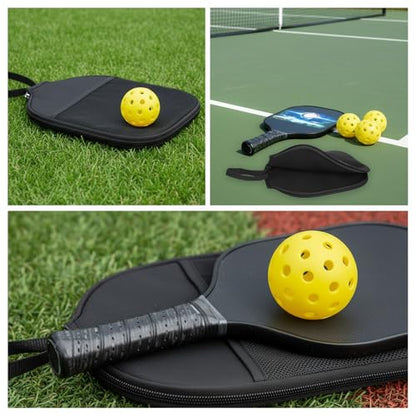 Pickleball Paddle Cover, Universal Size Neoprene Pickleball Paddle Case with Zipper and Mesh Pocket, Storage Bag Fits Most Standard Pickleball Racquets, 8.26 x 11.8 Inch