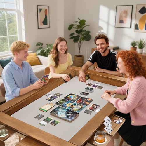 Haddockway 63" ×39“ Board Game Table with Removable Top, Solid Wood Dining/Gaming Table for 4-6 Players with Play Mat, 6 Detachable Cup Holders & 6 Hobby Trays (Rosewood) - color: Rosewood