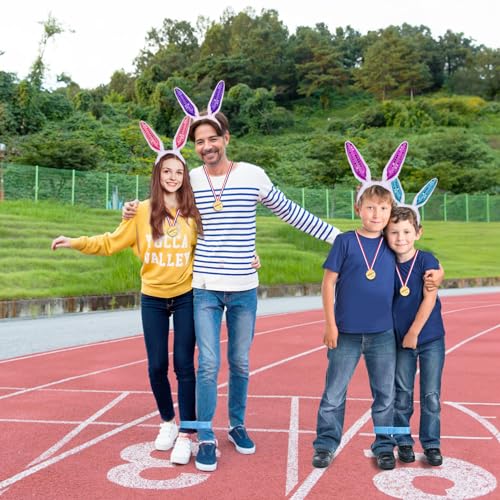 Atonofun 29 Pack Easter Games for Kids Outdoor, Potato Jumping Bags, Bunny Ears Headbands, Egg Spoon Relay Races, Legged Relay Race Bands for Easter Eggs Hunt Party Supplies