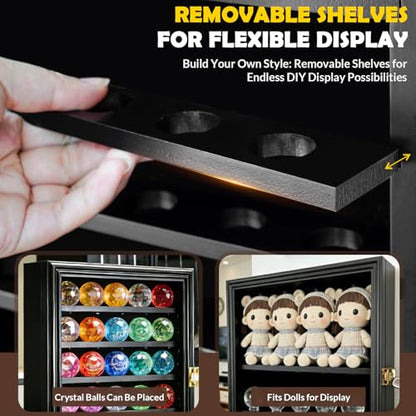 JupDec Golf Ball Display Case Frame for 30 Balls, Dustproof Solid Wood Holder Box with Unobstructed Clear View, Velvet Lined Cabinet with Removable Shelves, Ideal Gift for Golf Fans - size: 1 Pack