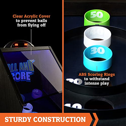 Hall of Games Roll & Score Multiple Styles Arcade Game Collection, Durable & Stylish Designs with Game Balls, Perfect for Family Game Rooms - style: Updated Version - 108"(Black & Blue)