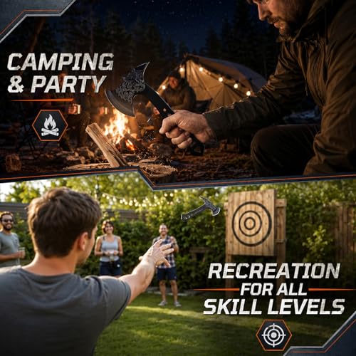 3 Pack Throwing Axe Set, Full Tang Stainless Steel Throwing Tomahawk Throwing Hatchet, 3 Pack Throwing Knives Set with Bottle Opener and Nylon Sheath for Backyard Recreation and Competition