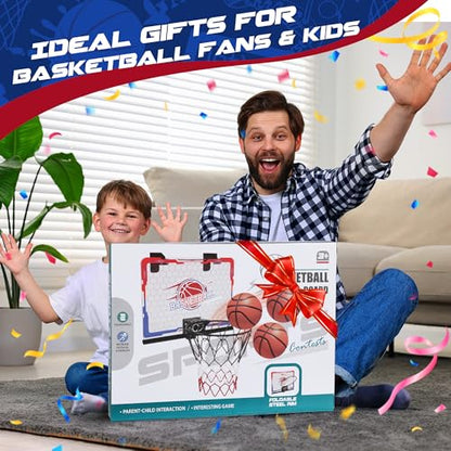 Mini Indoor Basketball Hoop,Over The Door Bedroom Office for 3-12 Year Old Kids Boys Birthday Christmas