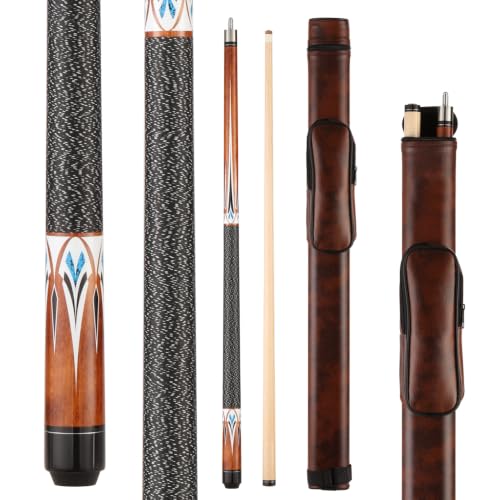 Pool Cue Stick - 58 inch Maple Billiard Pool Stick, 19/20/21 oz 1/2 Maple Pool Cue Stick Kit, 2-Piece Billiard Pool Cue Stick - color: Brown With Case (20 oz/12mm)