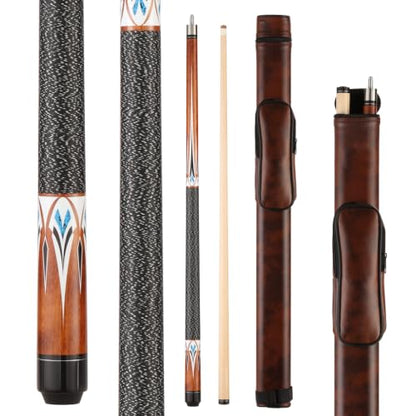 Pool Cue Stick - 58 inch Maple Billiard Pool Stick, 19/20/21 oz 1/2 Maple Pool Cue Stick Kit, 2-Piece Billiard Pool Cue Stick - color: Brown With Case (20 oz/12mm)