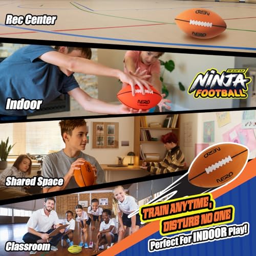 NERO SPORT Ninja Silent Football, Quiet Foam Football for Indoor & Outdoor Play, Soft Sound-Absorbing Design, Easy-Grip Textured Surface with Raised Laces, Lightweight Training & Family Fun