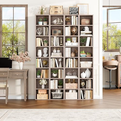 FOTOSOK 8-Tier Media Tower Rack, 11.6 X 9.3 X 70.9 Inches CD DVD Slim Storage Cabinet with Adjustable Shelves, Tall Narrow Bookcase Display Bookshelf for Home Office, Oak - color: Oak