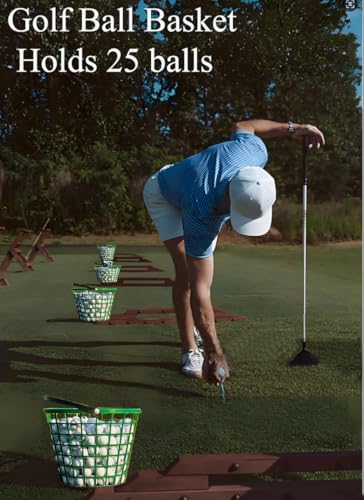 Golf Balls Basket Ball Bucket Golf Balls Container Case with Handle,Balls Holder, Can Holds 25 Balls,Green Color