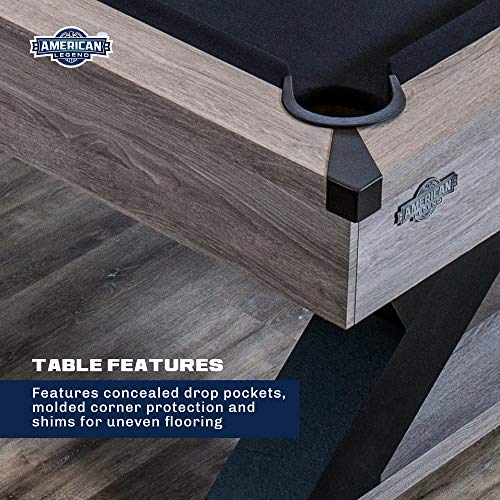 American Legend Billiard Table with Rustic Wood Finish - color: Brown