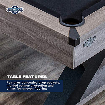 American Legend Billiard Table with Rustic Wood Finish - color: Brown