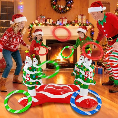 3 Pack Easter Inflatable Easter Games Set, 18 Pieces Inflatable Reindeer Antler Ring Toss Party Game for Kids Adults Family, Indoor Outdoor Ring Toss Toys Gifts Easter Party Favors Carnival Games - style: style 1