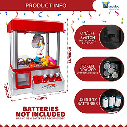 Claw Machine Arcade Game with Sound, Cool Fun Mini Candy Grabber Prize Dispenser Vending Toy for Kids, Boys & Girls