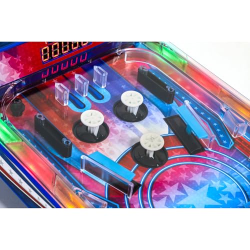 Merchant Ambassador Retro Arcade Electronic: Pinball - Tabletop Game, Vibrating Bumpers, LED Lights, Sound Effects, 1 Player, Ages 6+ - style: Pinball