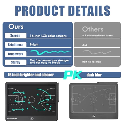 Electronic Basketball Coaching Board - 16 inch LCD BasketballTactics Board with Stylus Pen, Basketball Coach Essentials