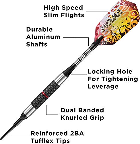 Viper Jaguar 80% Tungsten Soft Tip Dart Set with Case, 18 Grams - style: Coarse Knurling