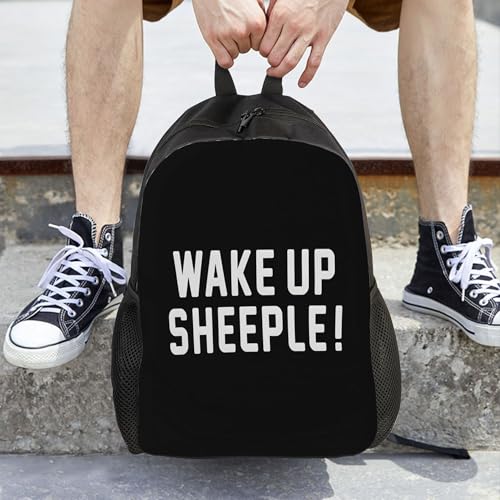 Wake Up Sheeple Black Backpacks For Men Women Book Bag Travel Hiking Camping Work Lightweight - color: Ye10