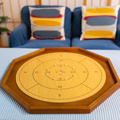 27 Inch Crokinole Board Game, Crokinole & Checkers with 22 Inch Playing Surface, 24 Discs and Storage Bag, Canadian Heritage Tabletop Games, Dexterity Krokinole Games for Families and Friends - style: 27 Inch