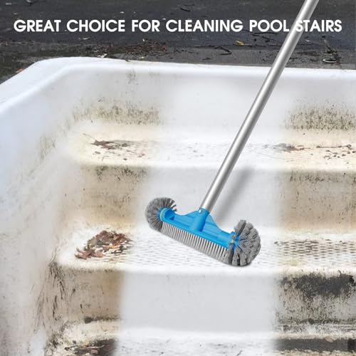 TidyMister 12.5'' Round End Pool Brush Head - Cleaning Wall & Tiles & Steps, Sturdy Nylon Bristles, Scrub Brush for Inground/Above Ground Pool, Spa, Hot Tub, No Pole - size: 12.5inch