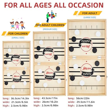 HELLO PAPAYA Foldable Fast Sling Puck Game with Chess Board and Checkers Board, Tic Tac Toe. Wooden Air Hockey Family Night,Table Games Gifts for Adults and Kids - size: Large