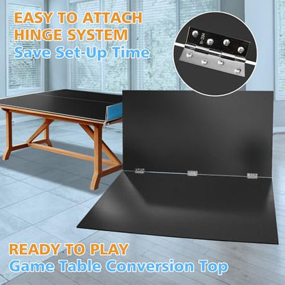7 * 4ft Ping Pong Conversion Top, Ping Pong Table Conversion Tops, Foldable Portable Table Tennis Table Top, Table Tennis Conversion Top for Home Office, Ping Pong Top for Pool Table, Black Mid-Size