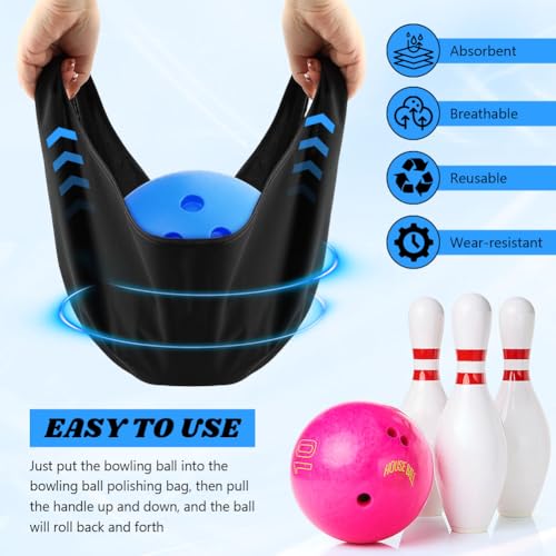 3Pcs Washable Bowling Ball Polisher Bags,Microfiber Bowling Seesaw Bag with Towel,Bowlings Polisher Bag,Carrier Ball Cleaner Holder Bag Bowlings Cleaner for Bowlers 21 * 13”