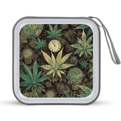 A Puff in Time Weed Marijuana Portable CD Case Holder,DVD Wallet Holder 40 Capacity CD Cases Storage DVD Book Binder for Car Home Travel - color: A Puff in Time Weed Marijuana