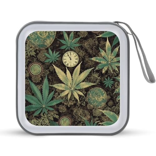 A Puff in Time Weed Marijuana Portable CD Case Holder,DVD Wallet Holder 40 Capacity CD Cases Storage DVD Book Binder for Car Home Travel - color: A Puff in Time Weed Marijuana