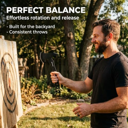 Throwing Axe Set, 6 Pack 11.5" Throwing Axes & Tomahawks for Men - Axe Throwing Game, Target Practice & Competition, Full Tang Black Hatchets with Nylon Sheath - style: Blank Black