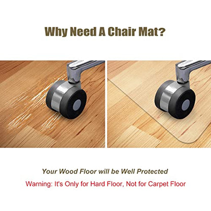 Kuyal Clear Chair Mat, Hard Floor Use, 48" X 53" Transparent Office Home Floor Protector mat Chairmats (48" X 53" Rectangle) - size: 48" x 53" Rectangle