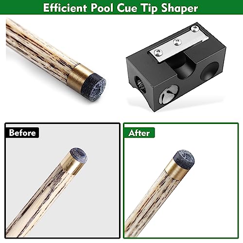 8 in 1 Aluminu Pool Cue Shaper, Black & Blue,Pool Cue Accessories for Replacement and Shaping Cue Tips, Cue Tip Shaper