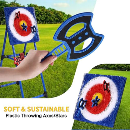 Throwing Axe for Bristle Throwing Targe,8pcs Plastic Axes, 8pcs Throwing Stars - style: 16 Axes&Stars