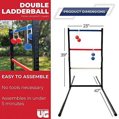 University Games, Double Ladder Ball Indoor Outdoor Ladderball Game Set, 6 Soft Rubber Bolas Balls, Zippered Travel Case, Premium Quality and Durability for 2 or More Players Ages 8 and Up