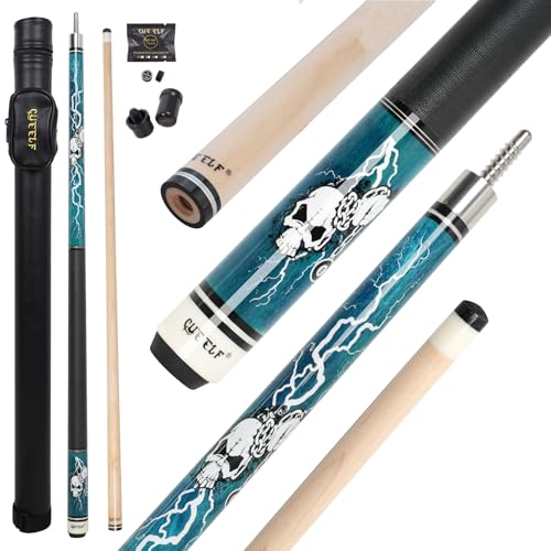 CUEELF Pool Cue Stick 100% Canadian Maple Wood Pool Cue 13mm Tip Billiard cue Stick 19.5-21oz Pool Sticks Suitable for Bars,Club,Pool Table Sports - color: WD-KL-II-BLUE, size: 20 oz