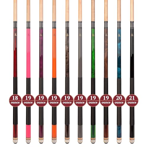 Set of Aska L2 Billiard Pool Cue Sticks, 58" Hard Rock Canadian Maple, 5/16x18 Joint, 13mm Hard Tip, Mixed Weights - style: Set of Ten Sticks