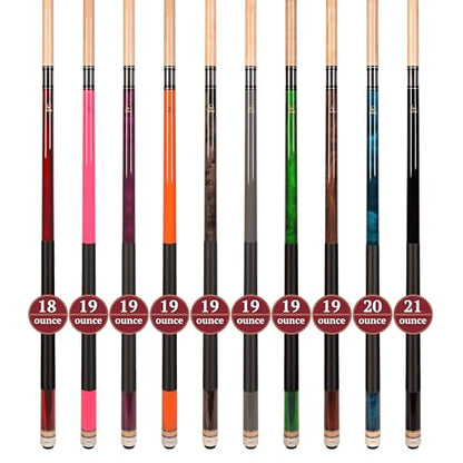 Set of Aska L2 Billiard Pool Cue Sticks, 58" Hard Rock Canadian Maple, 5/16x18 Joint, 13mm Hard Tip, Mixed Weights - style: Set of Ten Sticks