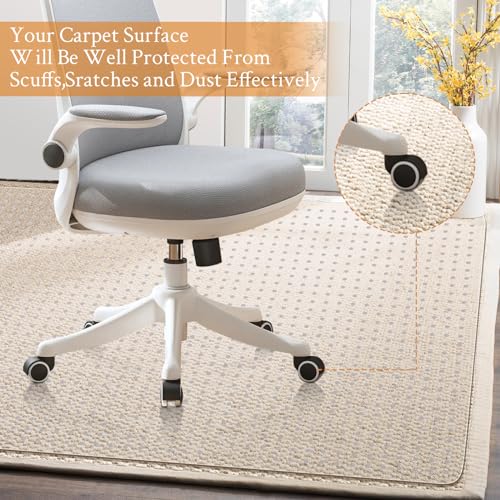 KMAT Office Chair Mat for Carpet, Computer Desk Mat,Clear Desk Chair Mat for Home Office Rolling Chair,Heavy Duty Floor Protector-Easy to Clean,Anti-Slip-36 x48 Rectangle - size: 36"x48", style: Studded Version for Carpet