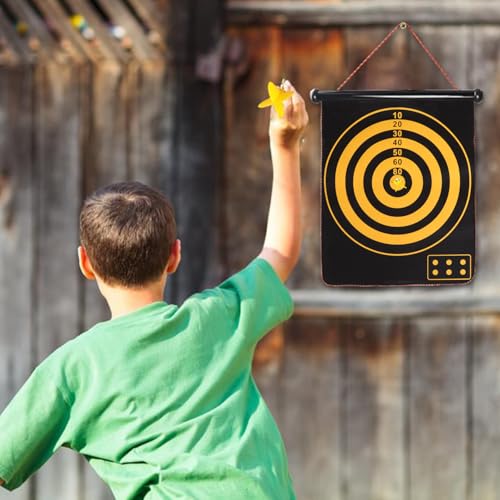 GSE Games & Sports Expert Double-Sided Magnetic Dart Board for Indoor/Outdoor. Magnetic Baseball/Dartboard Game Set with 6 Safe Darts