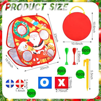 Liliful Christmas 3 in 1 Bean Bag Toss Game Set Christmas Party Games for Families Collapsible Cornhole and Dart Board Yard Outdoor Indoor Games for Boys and Girls Toys Xmas Activities Party Favors