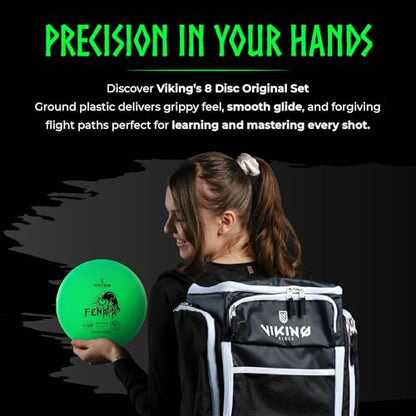Viking Discs Original Disc Golf Set - 8 Disc Golf Discs for Any Distance, PDGA Approved - Putter, Mid-Range, Fairway Driver, Distance Driver – Disc Set for Beginners and Professional