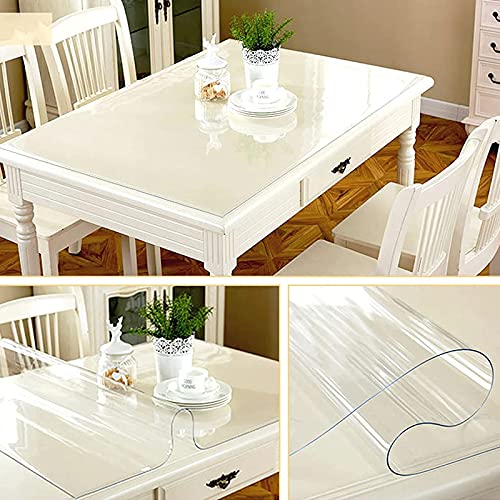 Clear PVC Table Cover Protector - Waterproof, Oilproof, Easy to Clean, Wipeable Tablecloth for Kitchen, Dining, Coffee Table - 1mm Thick, 110x290cm