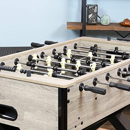 Sunnydaze Delano 54.5-Inch Indoor Foosball Table Adult Size - Soccer Game Table for Adults - 2 Balls - Gray Distressed Wood Look